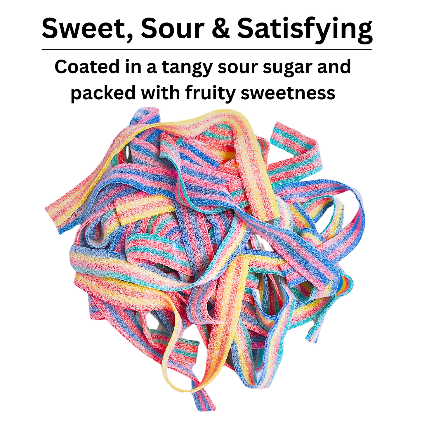 Sour Belt Candy 5 Fun Mixed Flavor Assortment (1LB) - Quattro, Cotton Candy, BlazpBerry, Strawberry/Banana, Strawberry/Apple