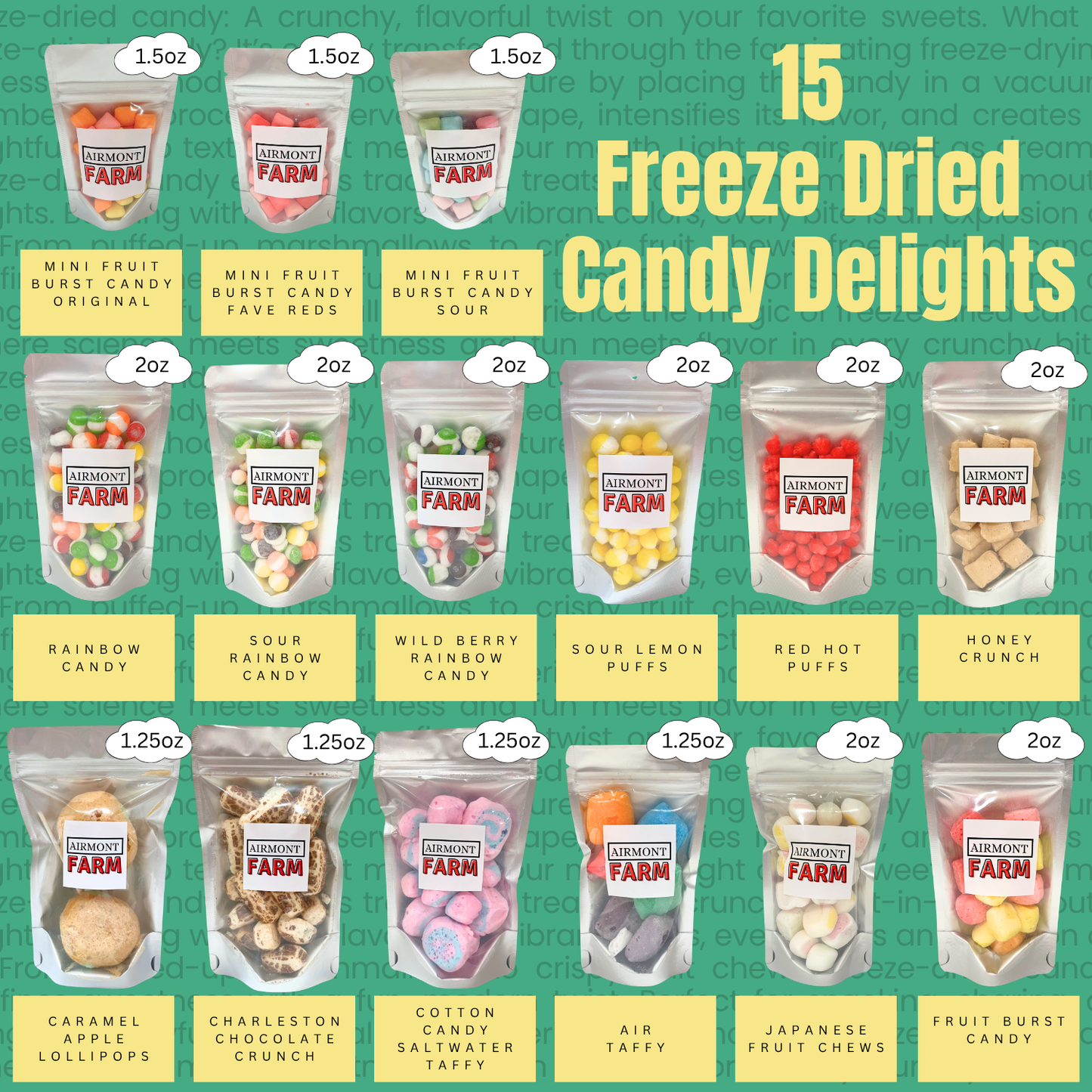 15 Freeze Dried Candy Variety Pack