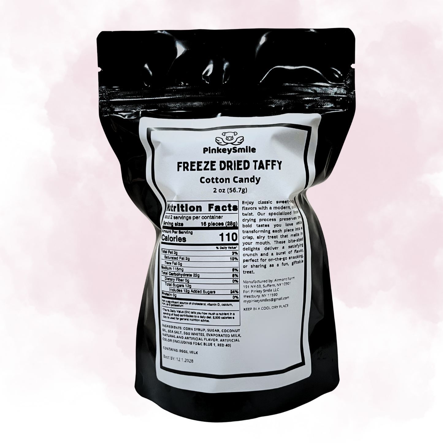 Freeze Dried Cotton Candy Salt Water Taffy 2 oz