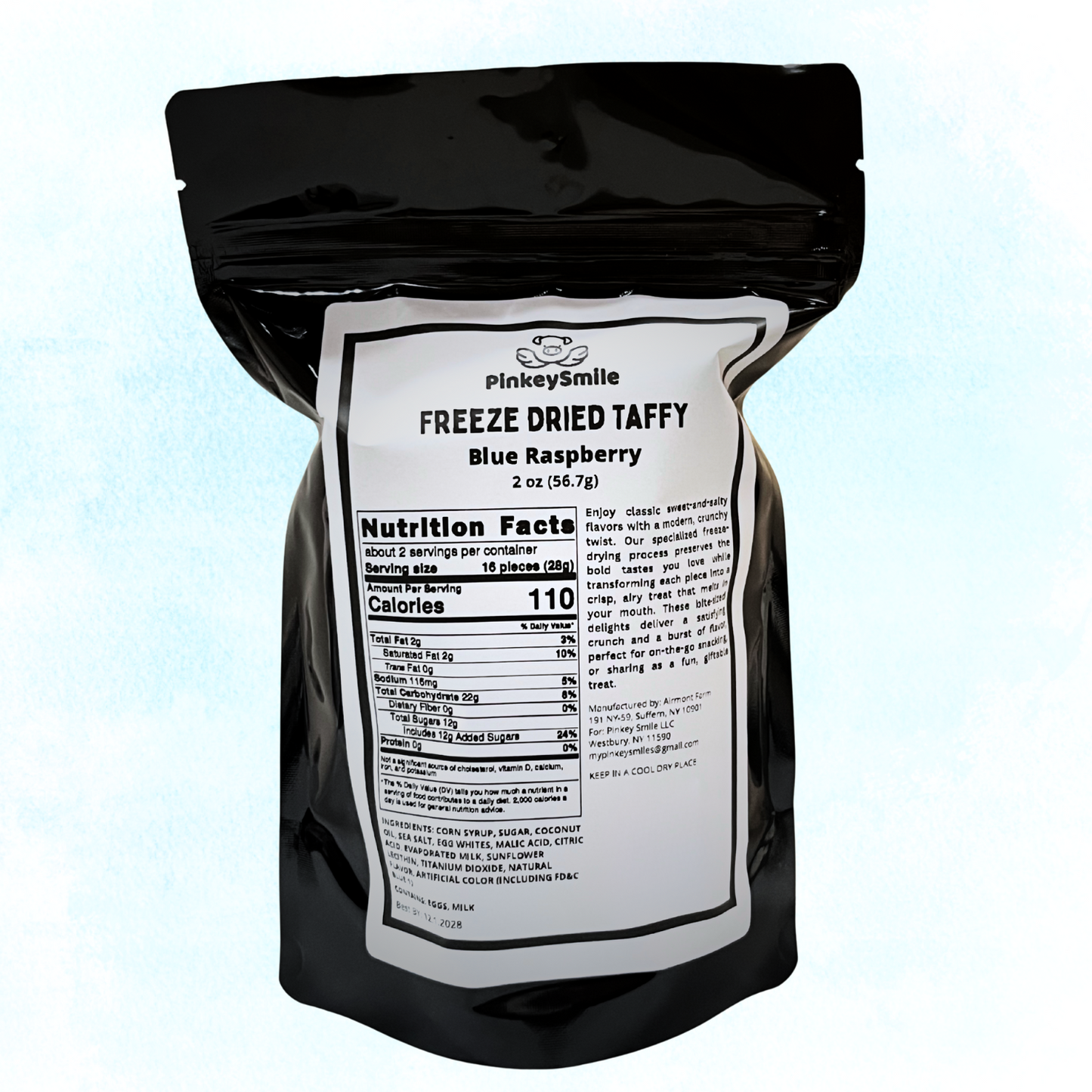 Freeze-Dried Blue Raspberry Salt Water Taffy 2 oz