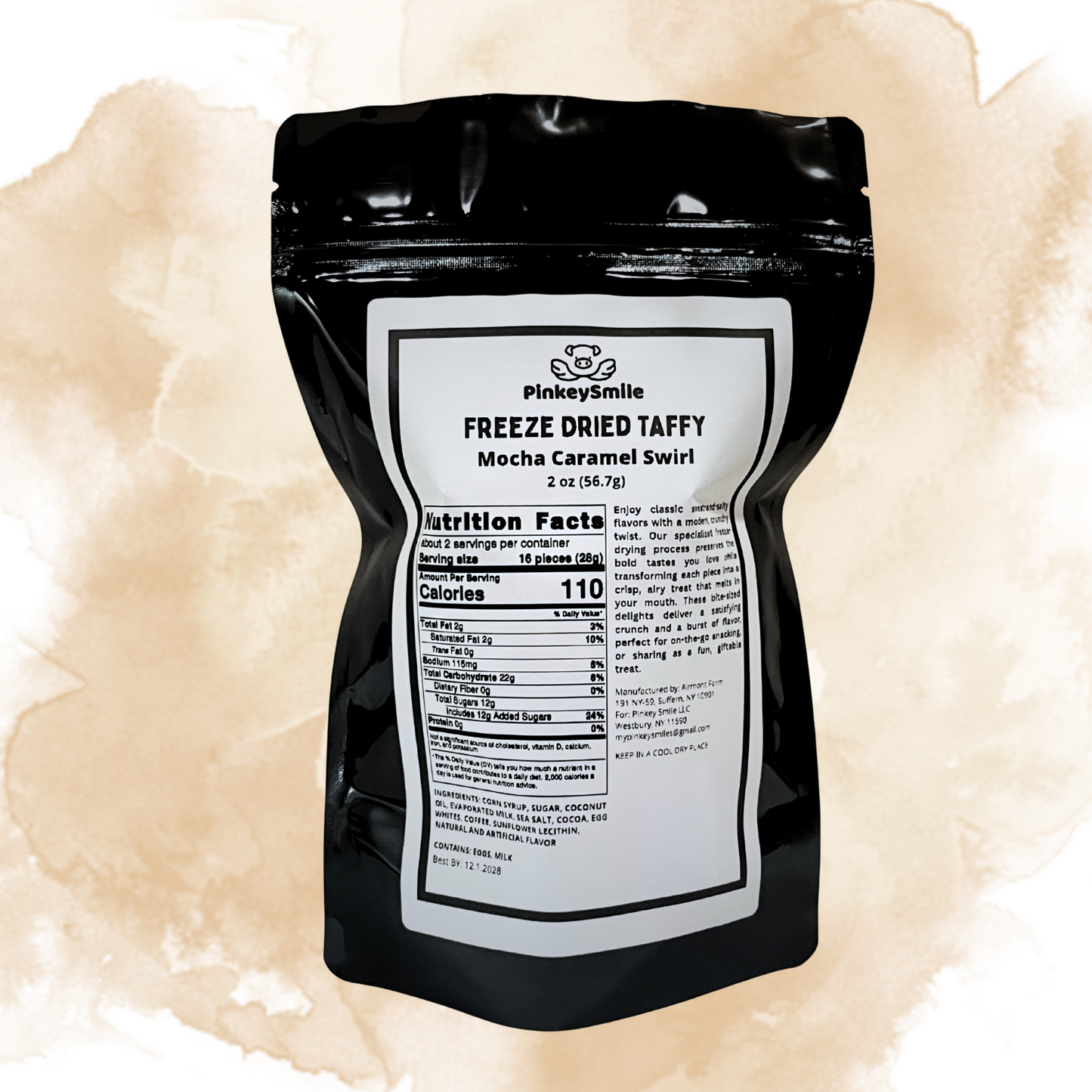 Freeze-Dried Mocha Caramel Swirl Salt Water Taffy 2 oz