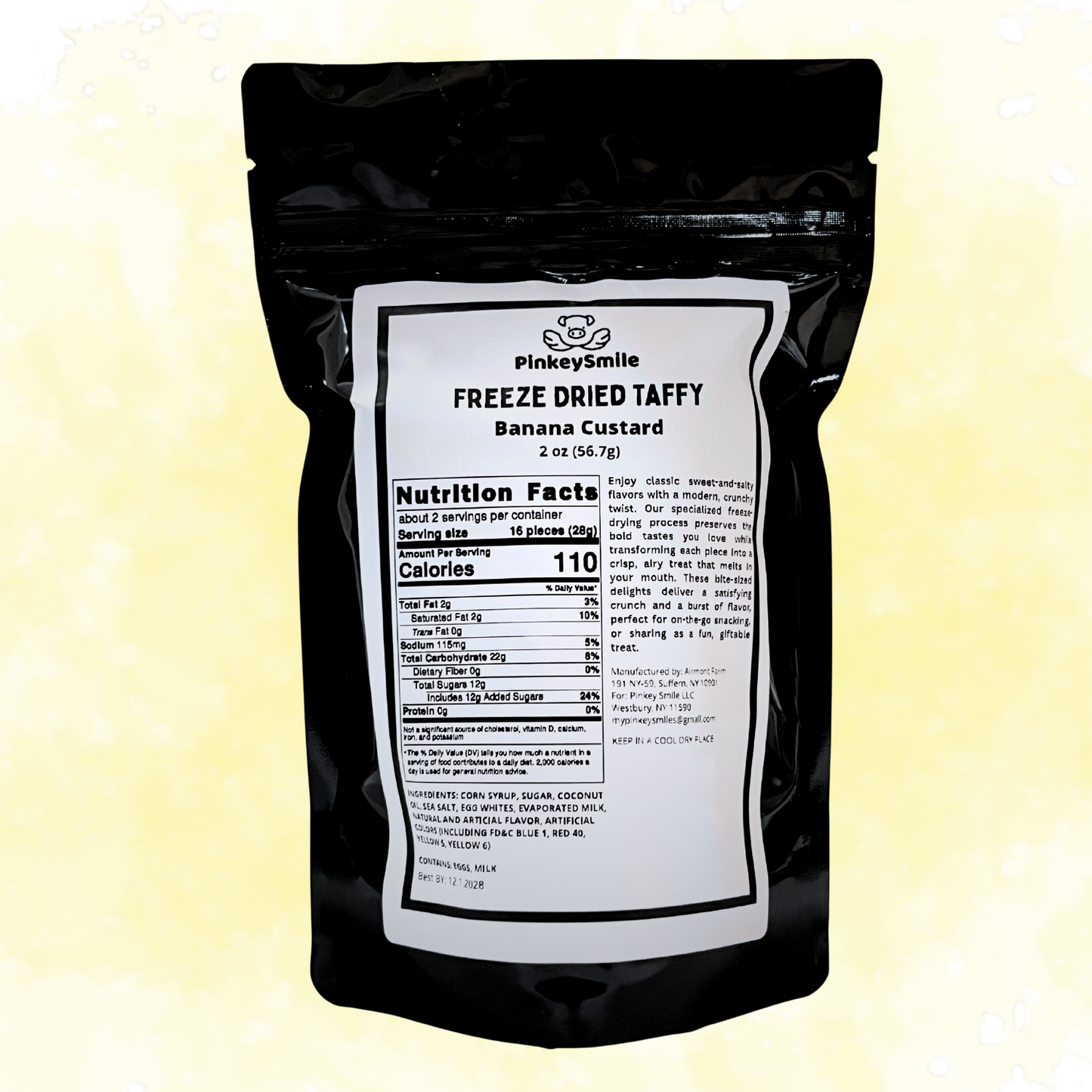 Freeze-Dried Banana Custard Salt Water Taffy 2 oz