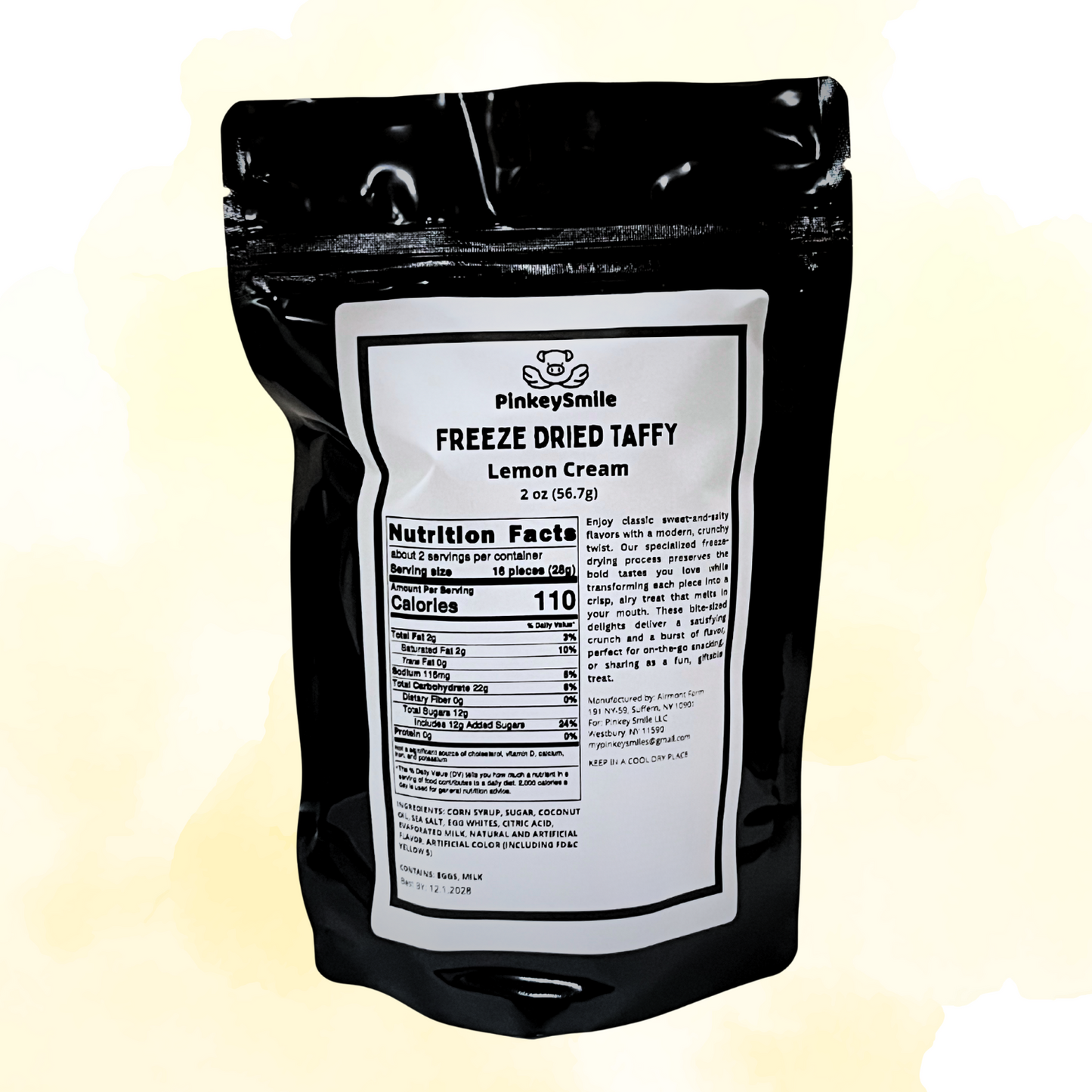 Freeze-Dried Lemon Cream Salt Water Taffy 2 oz