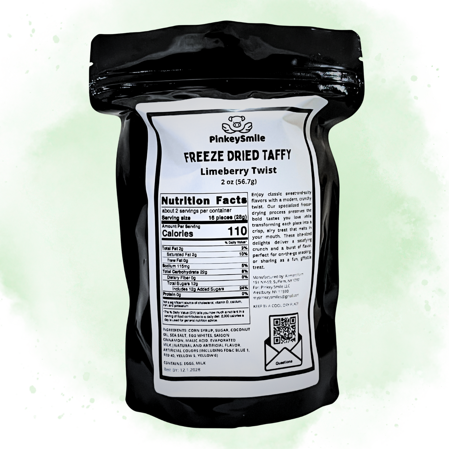 Freeze-Dried Limeberry Twist Salt Water Taffy 2 oz