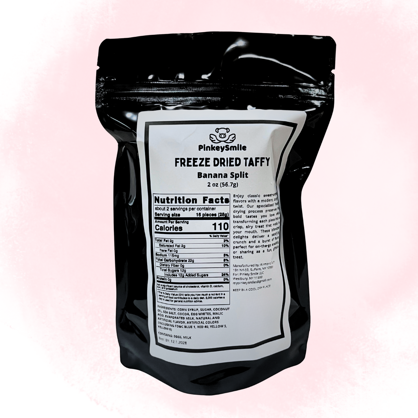 Freeze-Dried Banana Split Salt Water Taffy 2 oz
