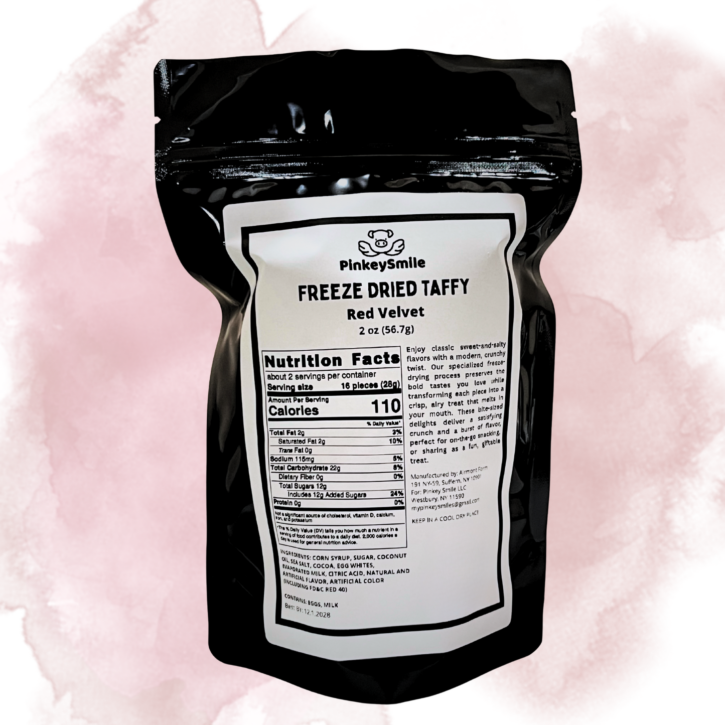 Freeze-Dried Red Velvet Hot Salt Water Taffy 2 oz