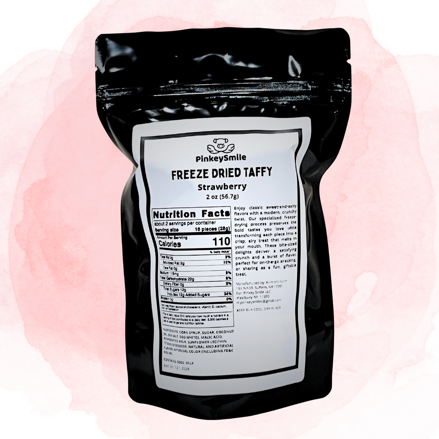 Freeze-Dried Strawberry Salt Water Taffy 2 oz
