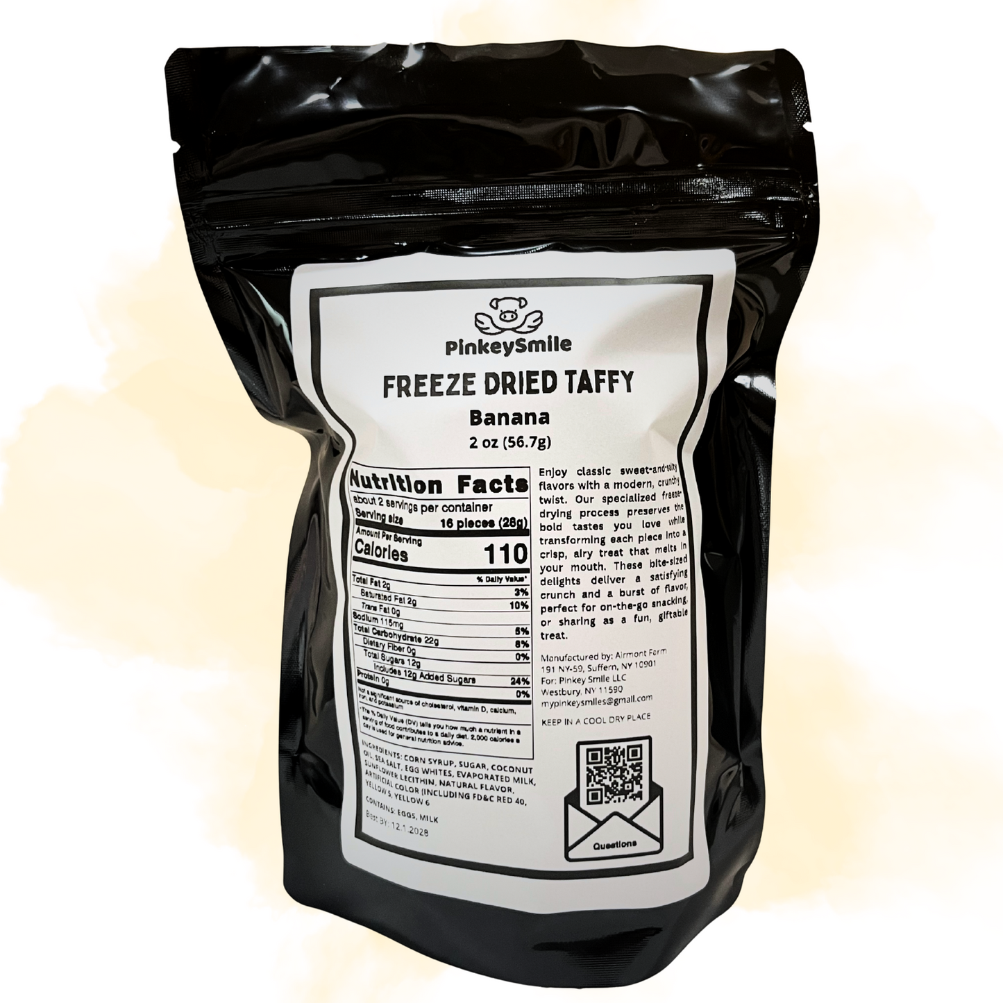 Freeze Dried Banana Salt Water Taffy 2 oz