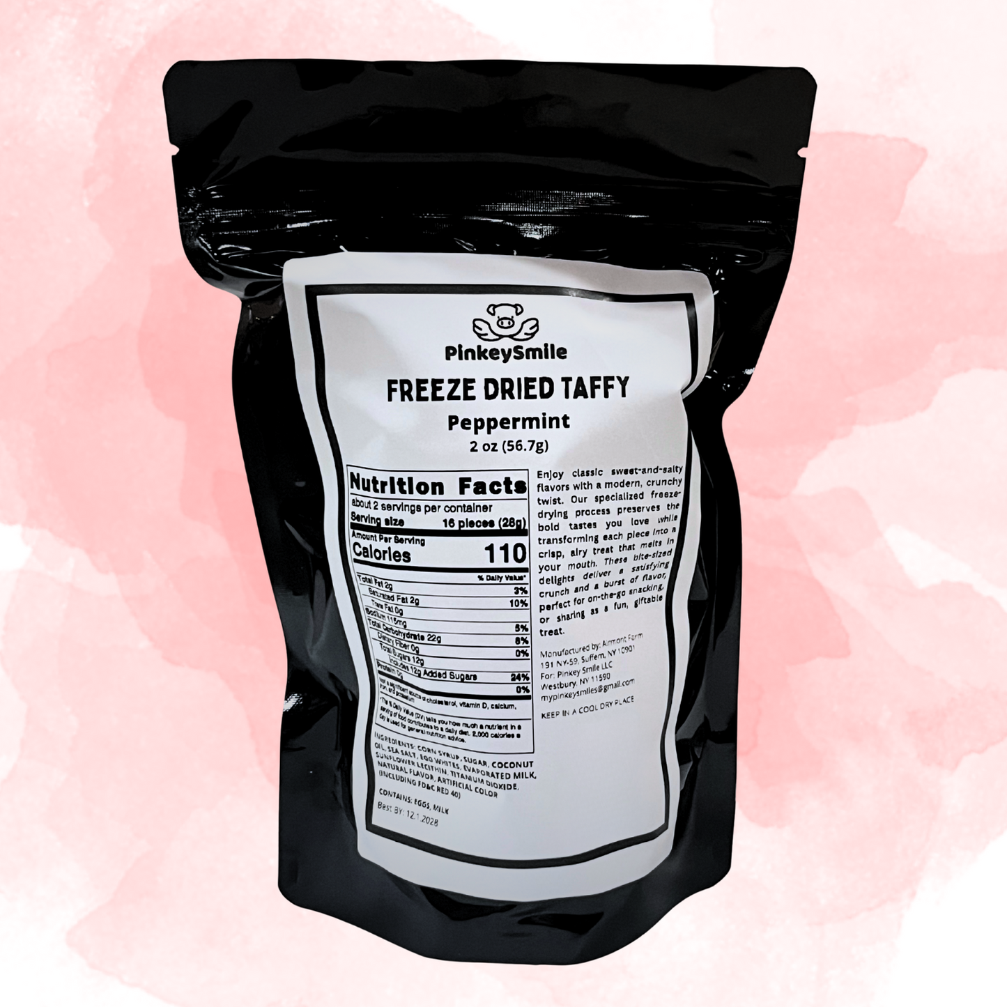 Freeze-Dried Peppermint Salt Water Taffy 2 oz