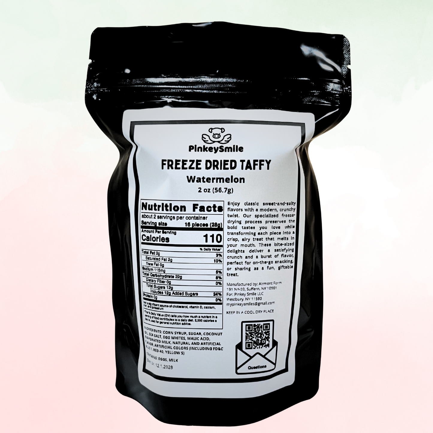 Freeze-Dried Watermelon Salt Water Taffy 2 oz