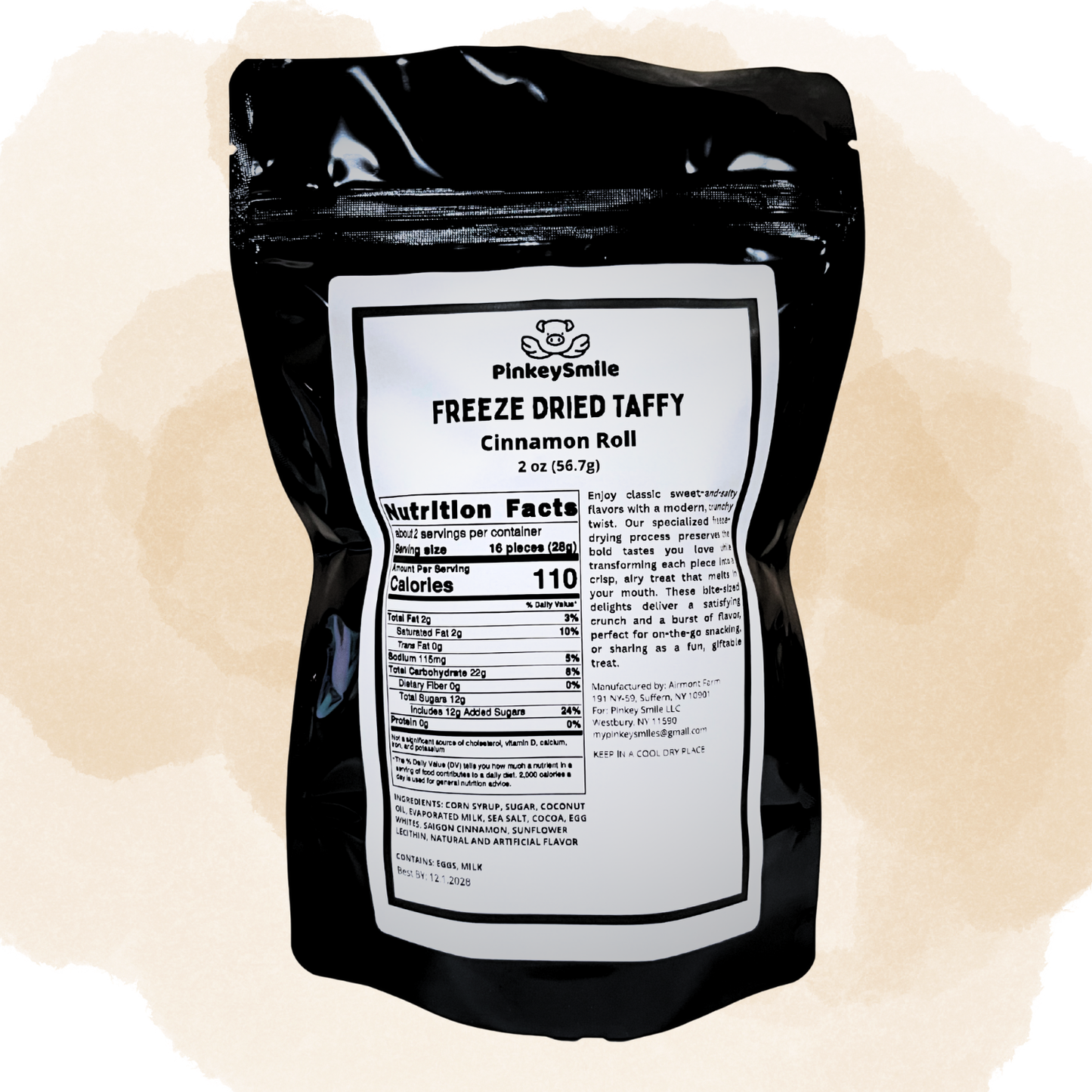 Freeze-Dried Cinnamon Roll Salt Water Taffy 2 oz