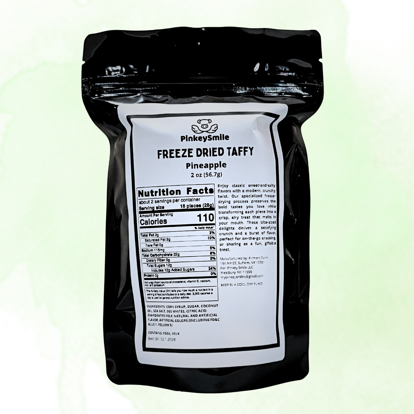 Freeze-Dried Pineapple Salt Water Taffy 2 oz