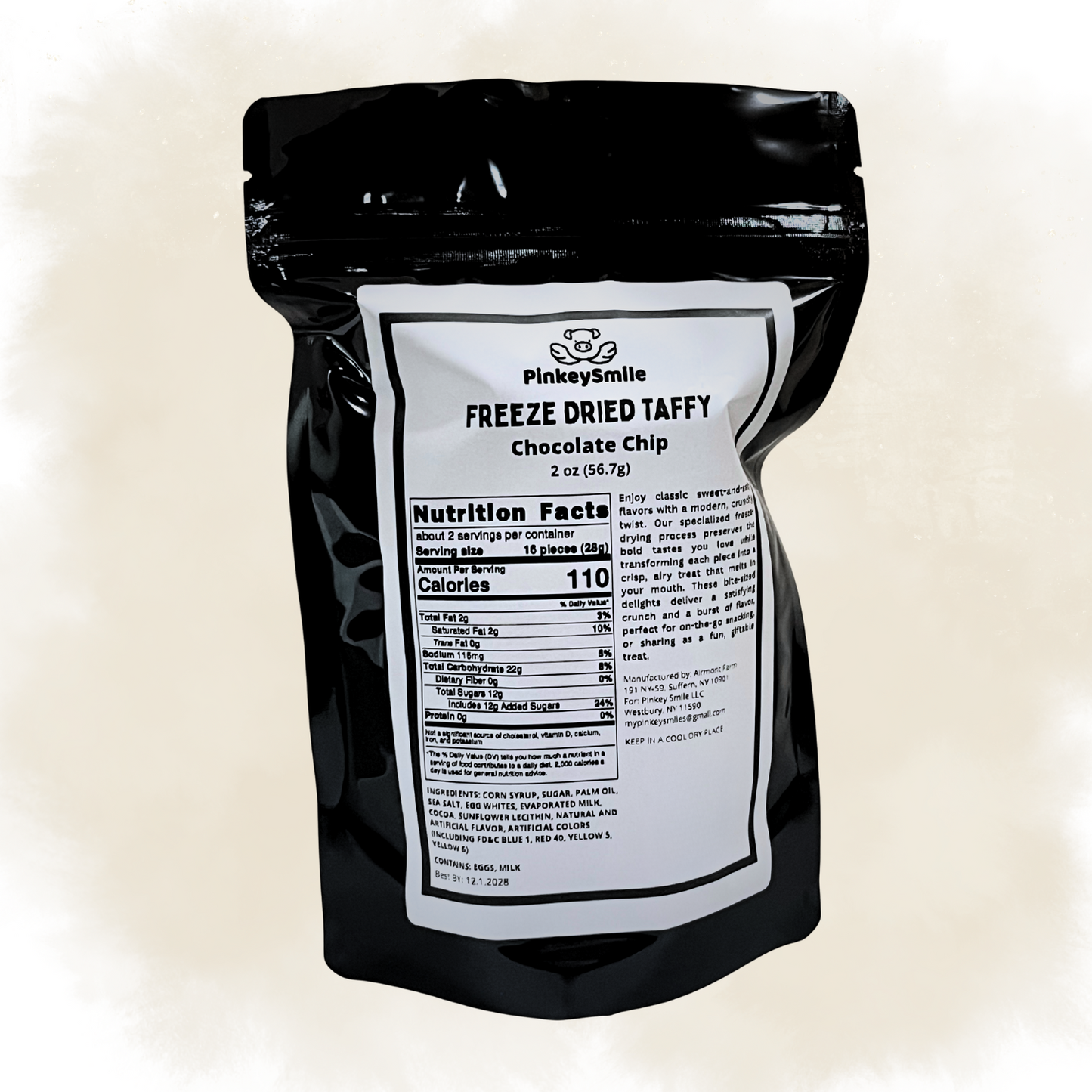 Freeze-Dried Chocolate Chip Salt Water Taffy 2 oz