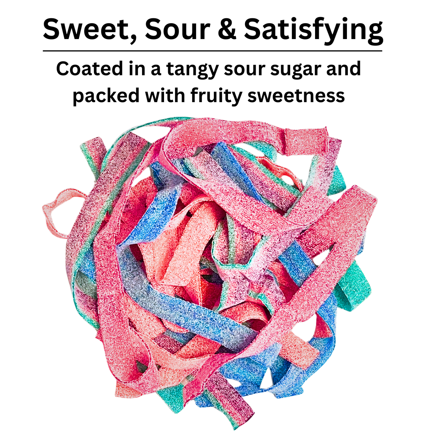 Sour Belt Candy 5 Fruit Flavor Assortment (1LB) - Green Apple, Strawberry, Wild Cherry, Watermelon, Berry/Blue