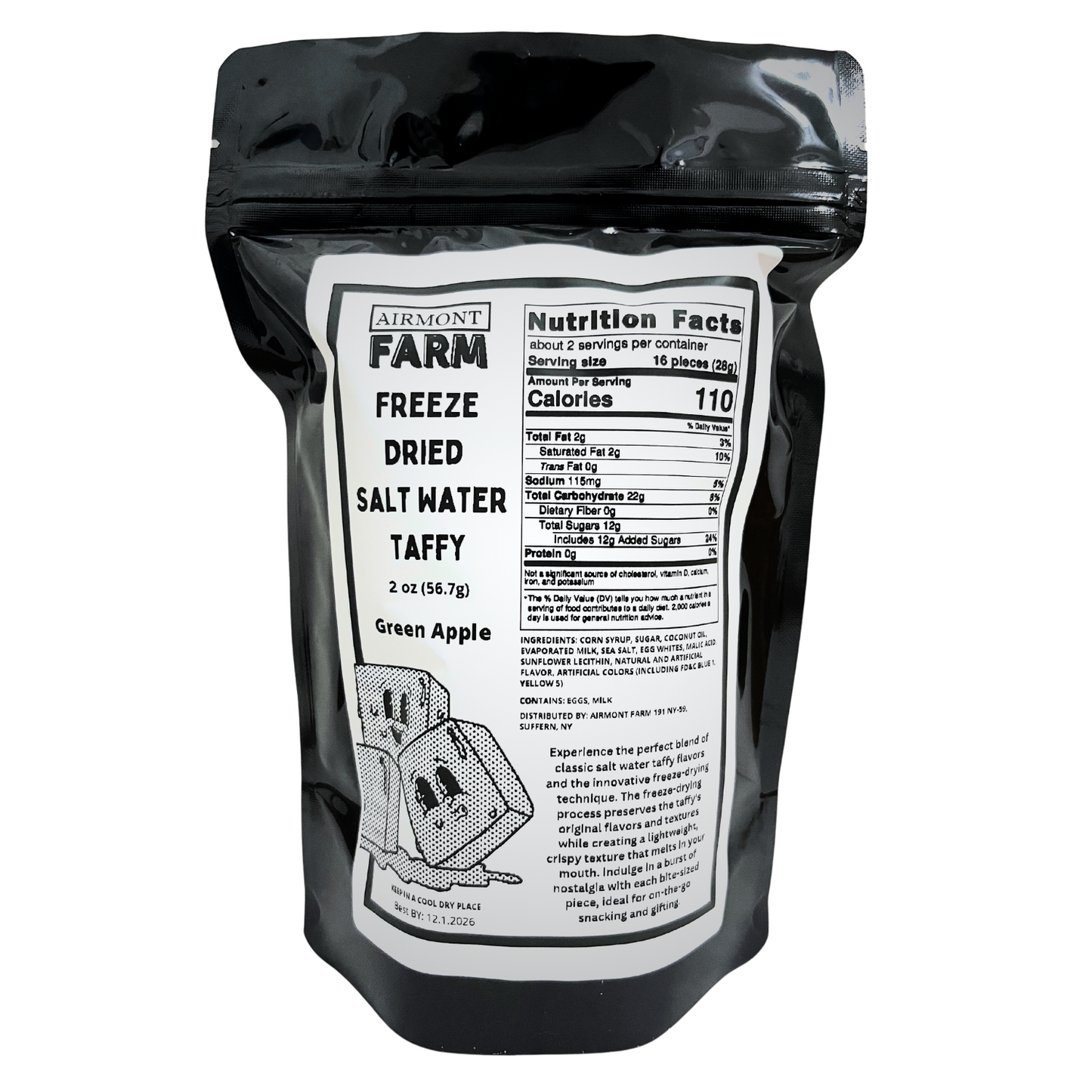 Freeze-Dried Green Apple Salt Water Taffy 2 oz