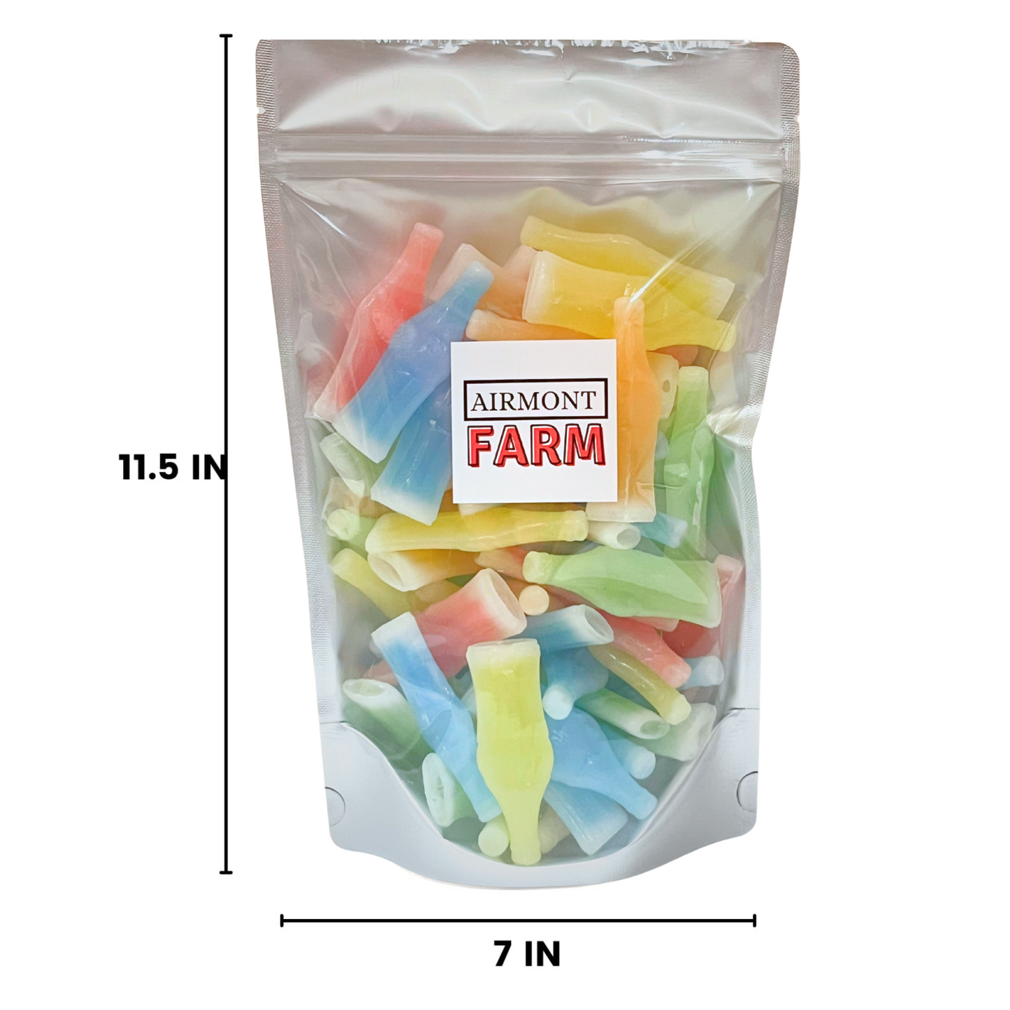 Airmont Farms Wax Bottle Candy (Cherry, Orange, Lemon, Blue Raspberry, Green Apple) 1 LB