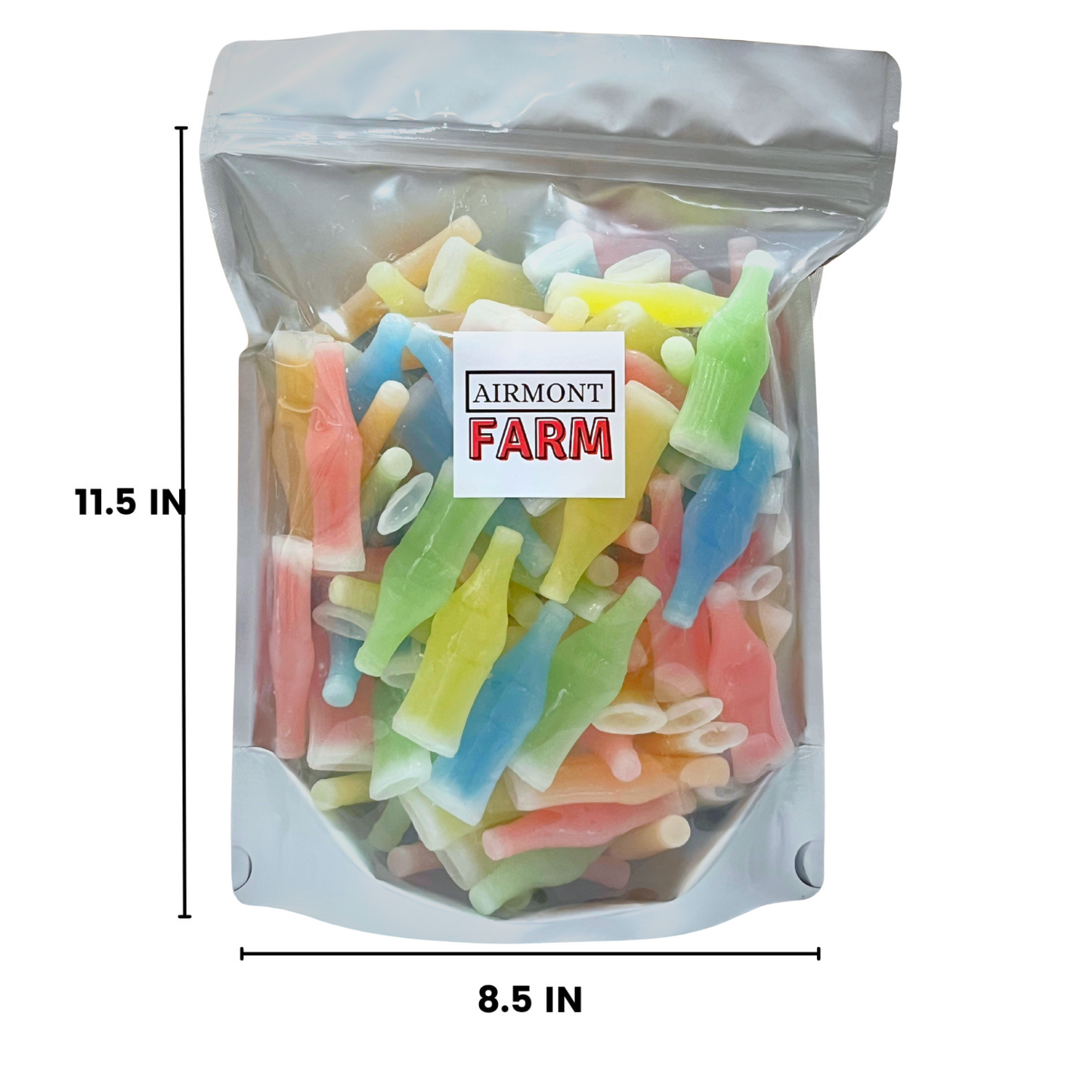 Airmont Farms Wax Bottle Candy (Cherry, Orange, Lemon, Blue Raspberry, and Green Apple Flavors) 2 LB