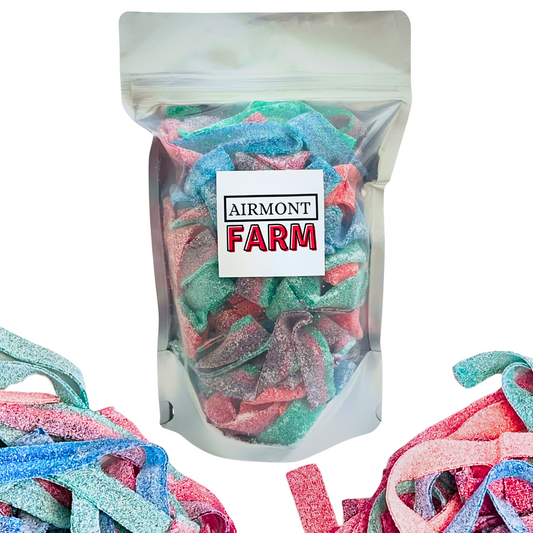 Sour Belt Candy 5 Fruit Flavor Assortment (1LB) - Green Apple, Strawberry, Wild Cherry, Watermelon, Berry/Blue