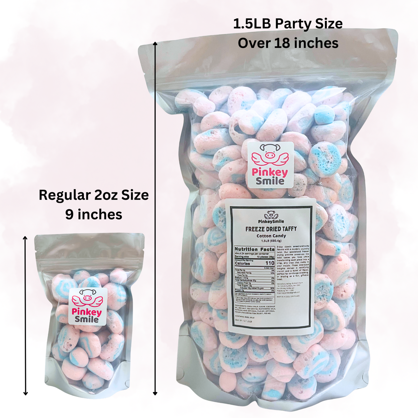 Freeze Dried Cotton Candy Salt Water Taffy Bulk Party Size 1.5 LB