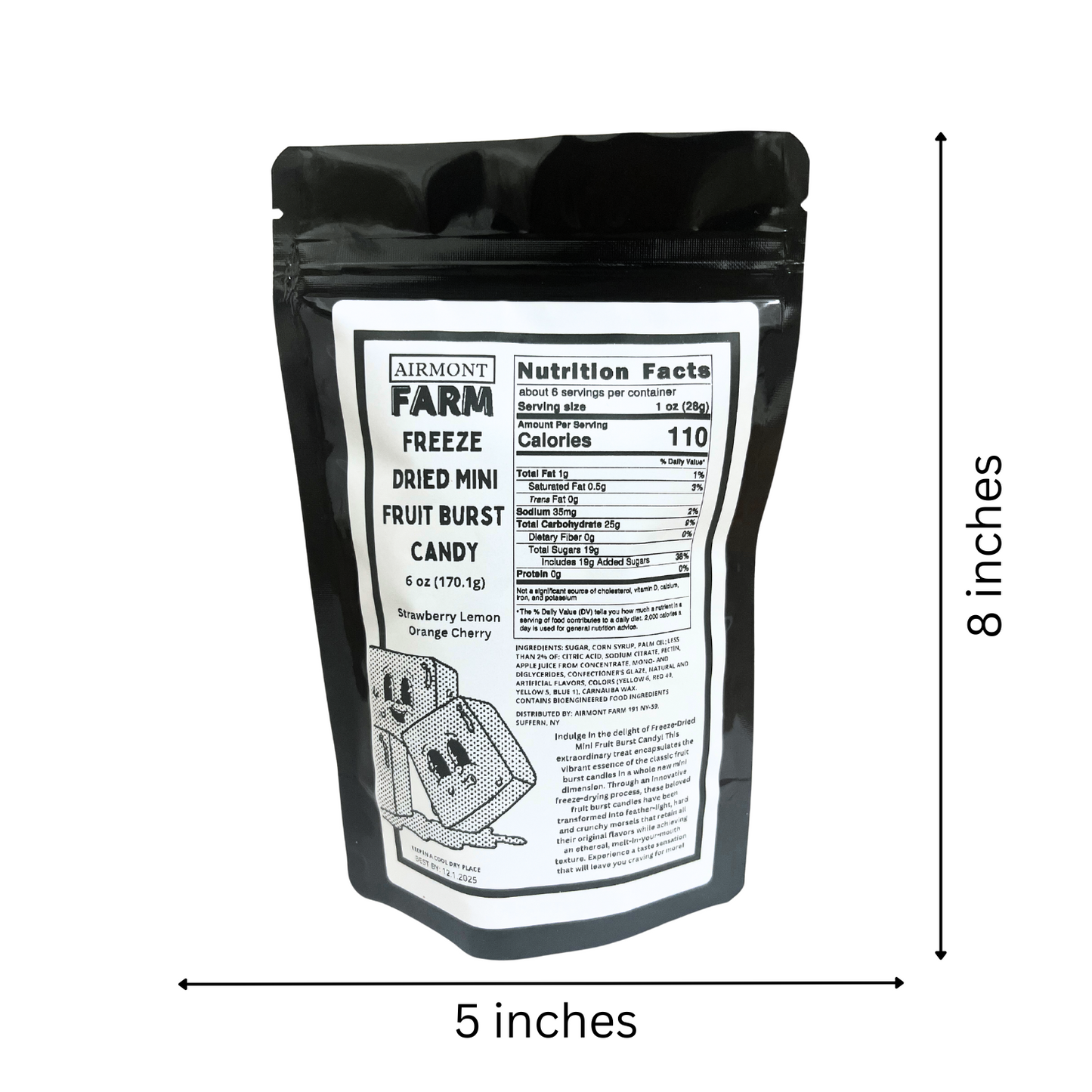 Freeze Dried Candy Fruit Burst Mini 6 oz - Original (Strawberry, Lemon, Orange, Cherry Flavors)