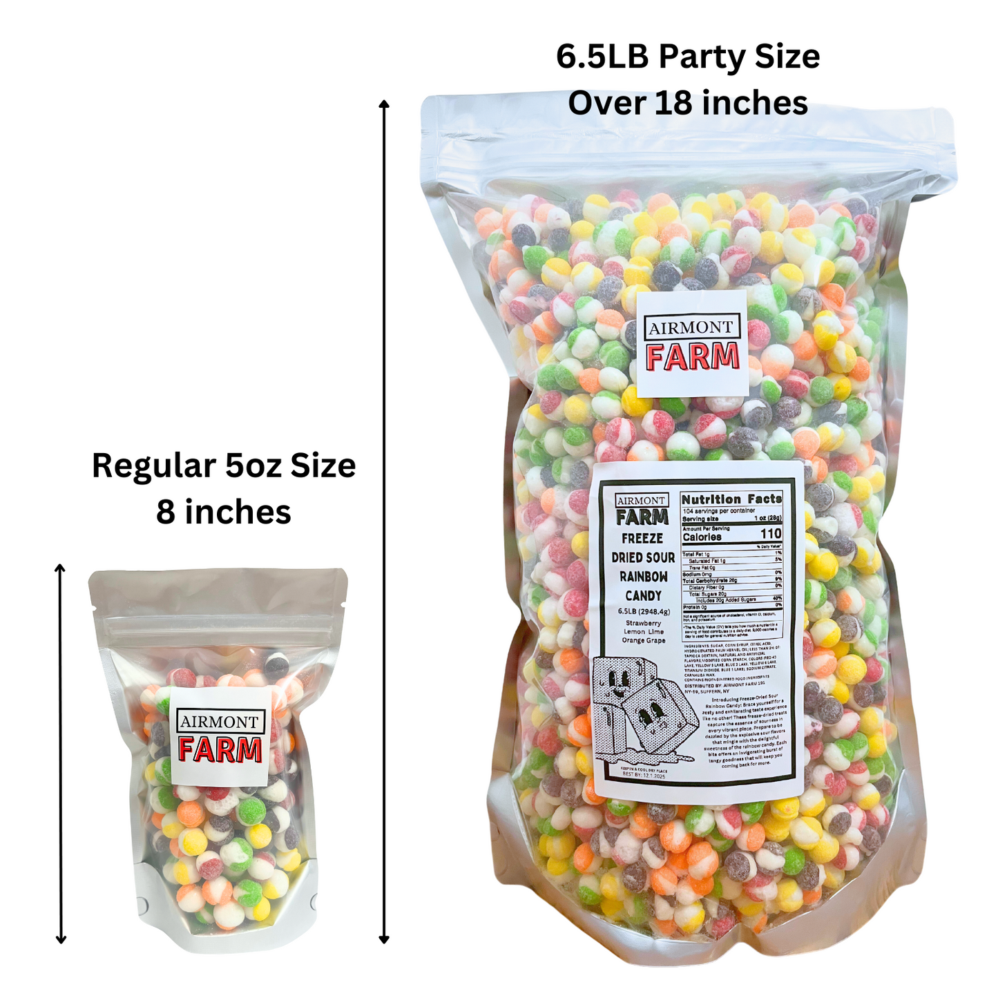 Freeze-Dried Sour Rainbow Candy Bulk Party Size 6.5 LB
