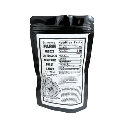 Freeze Dried Candy Fruit Burst Mini 6 oz Candy - Sour Flavors (Strawberry, Watermelon, Blue Raspberry, Cherry)