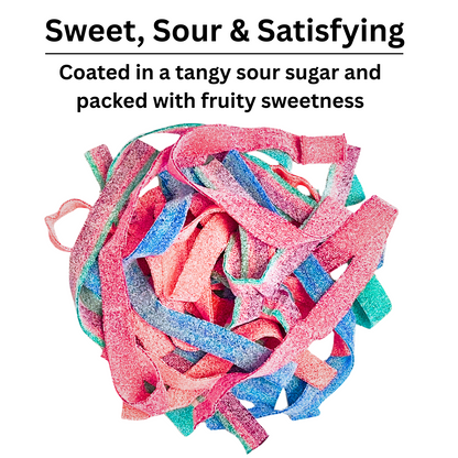 Sour Belt Candy 5 Fruit Flavor Assortment (1LB) - Green Apple, Strawberry, Wild Cherry, Watermelon, Berry/Blue