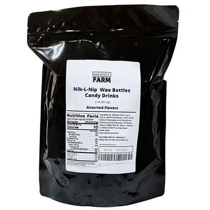 Airmont Farms Wax Bottle Candy (Cherry, Orange, Lemon, Blue Raspberry, and Green Apple Flavors)  2 LB